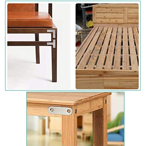 Resistente ‘L 'Forma" T", placas planas de acero inoxidable Soporte de ángulo de esquina Soporte de reparación con tornillos para reparación Fijación de madera, silla, muebles, mesa, cama, etc.