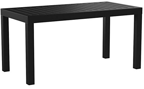 resol grupo Ocean 90x45 Mesa Auxiliar Rectangular jardín Exterior, Negro