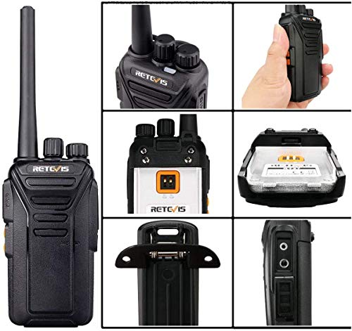 Retevis RT27 Walkie Talkie, Walkies Profesionales, PMR446 sin Licencia, VOX 16 Canals CTCSS/DCS, Walkie Talkie Recargable con Cargador USB, Walkie-talkie Largo Alcance (Negro,1 Par)