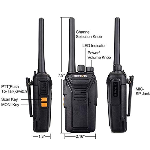 Retevis RT27 Walkie Talkie, Walkies Profesionales, PMR446 sin Licencia, VOX 16 Canals CTCSS/DCS, Walkie Talkie Recargable con Cargador USB, Walkie-talkie Largo Alcance (Negro,1 Par)