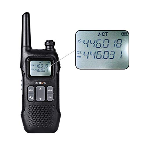 Retevis RT616 Walkie Talkie Recargable, PMR 446 sin Licencia 16 Canales, VOX 10 Tonos de Llamada, Linterna LED, Walkie Talkie Profesional (Negro, 4 Par)