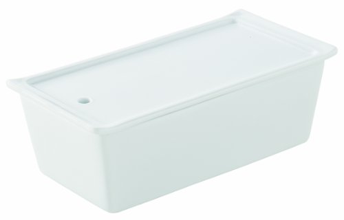 Revol 638555 - Fuente Rectangular de Porcelana con Tapa (24,2 x 11,4 x 7 cm), Color Blanco