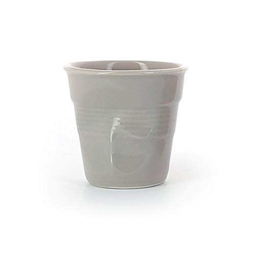 Revol France Vaso Arrugado de Espresso, de Porcelana, 80 ml, Taza de Espresso, Beige