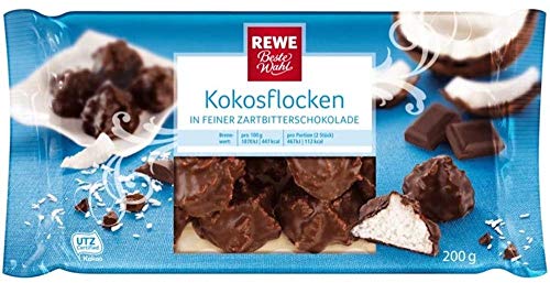 REWE Kokosflocken (chocolate vegano sin lactosa con coco) 200g