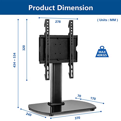 RFIVER Soporte Universal de TV de Mesa para Television de 20 a 40 Pulgadas con Giratorio y Altura Ajustable UT2003