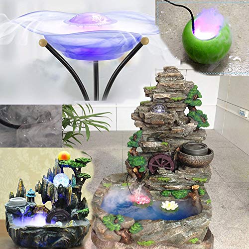 Rhww Fabricante De La Niebla Mini Nebulizador Bajo Techo, En Exteriores Agua Fuente Estanque Niebla MáQuina Atomizador con 12 Colores Cambiando Luces Led