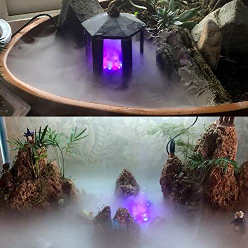 Rhww Fabricante De La Niebla Mini Nebulizador Bajo Techo, En Exteriores Agua Fuente Estanque Niebla MáQuina Atomizador con 12 Colores Cambiando Luces Led