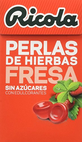 Ricola - Perlas de Hierbas Fresa y Menta sin azúcares - 25 g - [Pack de 10]