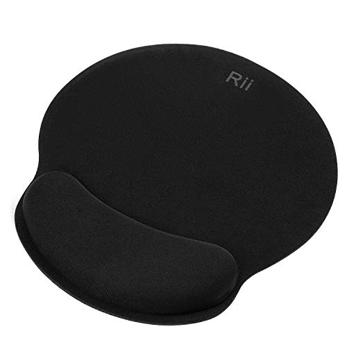 Rii JP600 Almohadilla para ratón con reposamuñecas. Almohadilla para Gaming ergonómica con Soporte de Gel para la muñeca. Base de PU Antideslizante