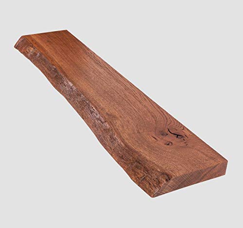 Rikmani Estantería de Pared de Madera de Roble Maciza, Ancho 20 cm, Profundidad con Borde de árbol, estantería para salón (Dunkel) (90 cm)