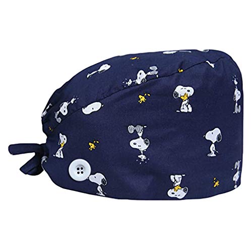 riou Gorro Quirúrgico Flor Corbata Algodón Gorro de Cirugía Estampado Gorro Médico Enfermera Gorro de Quirófano Ajustable Gorro de Trabajo