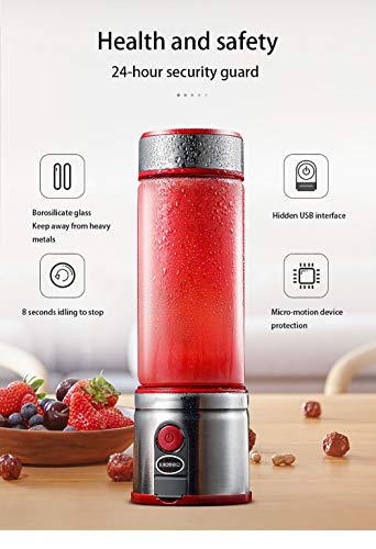 RISTARWH Exprimidor portátil de Frutas para el hogar Tipo autónomo Jugo Completo pequeña Fruta frita portátil Mini exprimidor eléctrico Taza Recargable USB,Cherry Red