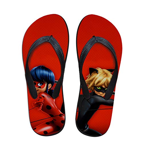 RJhjgfkjh Miraculous Ladybug Flip-Flops Unas Zapatillas de baño Personalidad Antideslizantes Hermosas for niños y niñas Slip-on Cubierta Casa Zapatillas de Moda (Color : A01, Size : EU37 US6)