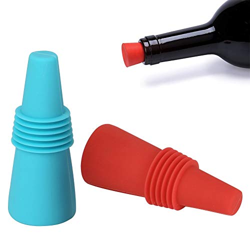 Rmeet Tapones de Vino,Silicona Tapones para Botellas Colores 5 Pack Reutilizables Tapones de Silicona con Tornillo para Preservar Cerveza Champaña Bebida Alcohol