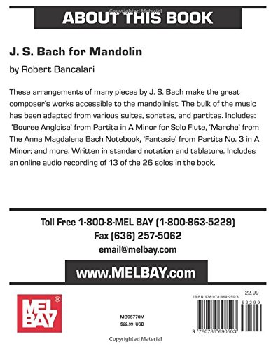 Robert Bancalari: J. S. Bach for Mandolin (Book/Online Audio) +Telechargement