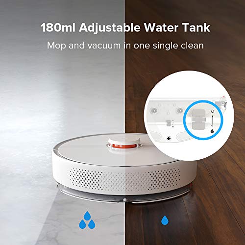 roborock S6 Pure aspirateur Robot con navegación Lidar, Limpieza selectiva de la habitación y Tanque de Agua Ajustable de 180 ml