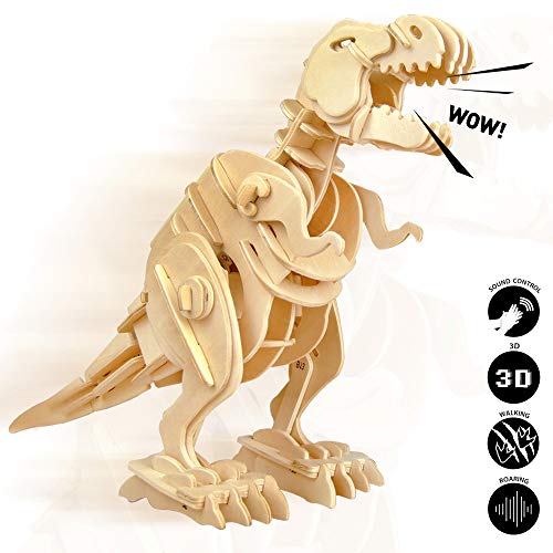 Robotime Madera Jigsaw Puzzle 3D Dinosaurios Montar Wood Craft Mejor Cumpleaños Niños para Adultos (Walking T-Rex)