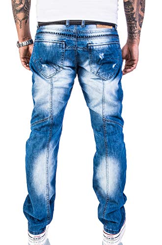 Rock Creek RC-2056 - Pantalones vaqueros para hombre, costuras gruesas, estilo vintage, color azul Costuras gruesas de color azul. 33W x 30L