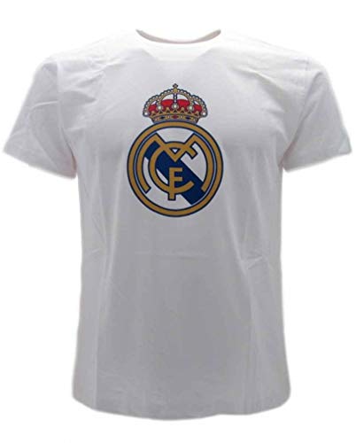 Roger's Real Madrid C.F. Camiseta con Escudo RMCF Blanco y Blanco, Camiseta con Logotipo Oficial, 6 años