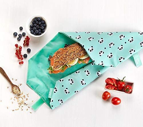 Roll'eat - Boc'n'Roll Animals Panda - Bolsa Merienda Porta Bocadillos Ecológica y Reutilizable sin BPA