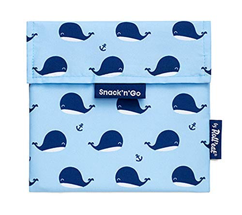 Roll'eat - Snack'n'Go Animals Whales - Bolsa Merienda Porta Sandwich Ecológica y Reutilizable sin BPA