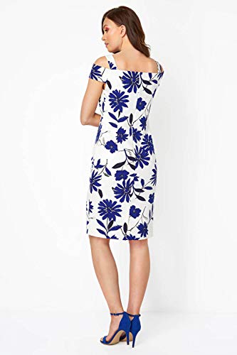 Roman Originals - Vestido de buceo floral con hombros fríos para mujer, fiesta de noche, fiesta formal, boda, invitada, madre de la novia, novio de los años 50