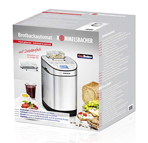 Rommelsbacher BA 550 Panificadora con compartimento para ingredientes W, Acero inoxidable, negro