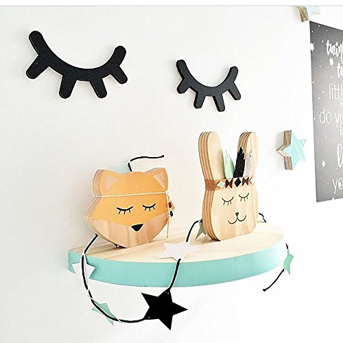 Romote DIY 3D de la pestaña de Madera Linda Equipamiento casero de la decoración de la Pared Ojo Cerrado Pose Ornamento 2pcs