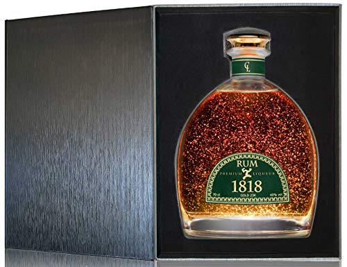 Ron XO Dominicano 1818 Premium Liqueur Gold 23K - Añejo Edición Especial - Set Regalo para Hombre y Mujer con Caja Estuche y Certificado del Oro - 40% 70 cl