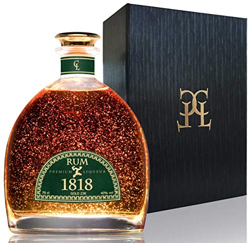 Ron XO Dominicano 1818 Premium Liqueur Gold 23K - Añejo Edición Especial - Set Regalo para Hombre y Mujer con Caja Estuche y Certificado del Oro - 40% 70 cl