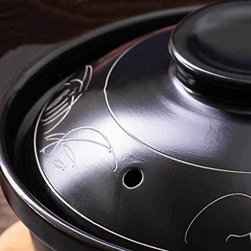 RONGJJ Cazuela, Cazuela Pequeña De Barro, Olla Antiadherente, Olla Deliciosa para Guisar, Olla Arrocera De Arcilla Recubrimiento De Esmalte Cazuela De Aluminio Fundido, Black, diámetro24cm(9inch)