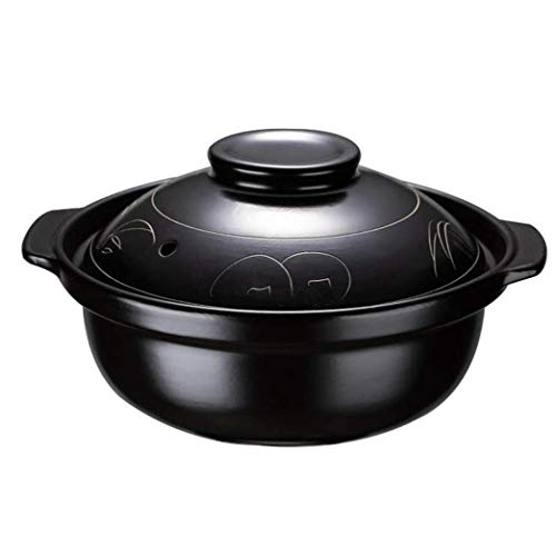 RONGJJ Cazuela, Cazuela Pequeña De Barro, Olla Antiadherente, Olla Deliciosa para Guisar, Olla Arrocera De Arcilla Recubrimiento De Esmalte Cazuela De Aluminio Fundido, Black, diámetro24cm(9inch)