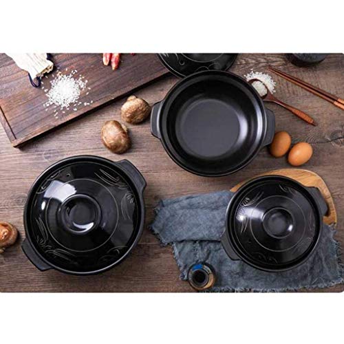 RONGJJ Cazuela, Cazuela Pequeña De Barro, Olla Antiadherente, Olla Deliciosa para Guisar, Olla Arrocera De Arcilla Recubrimiento De Esmalte Cazuela De Aluminio Fundido, Black, diámetro24cm(9inch)