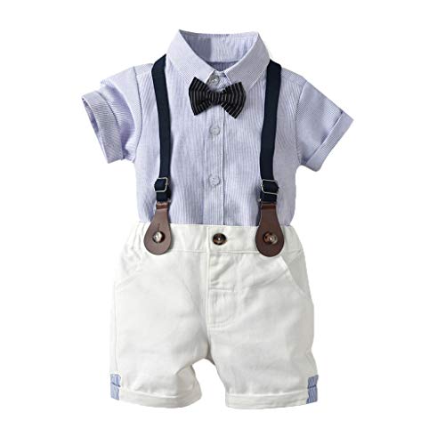 Ropa Bebé Niño Verano, K-youth Conjunto de Ropa para Niños Bautizo Ropa Bebe Recien Nacido Niño Camiseta Mangas Corta Niño Camisa T Shirt Tops Tirantes Correa Pantalones Cortos Conjunto Niño Caballero