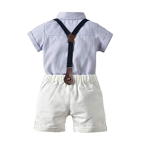 Ropa Bebé Niño Verano, K-youth Conjunto de Ropa para Niños Bautizo Ropa Bebe Recien Nacido Niño Camiseta Mangas Corta Niño Camisa T Shirt Tops Tirantes Correa Pantalones Cortos Conjunto Niño Caballero