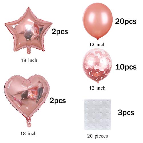 Rose Gold Birthday Party Decorations, Happy Birthday Banner, Rose Gold Balloon Kit for Girl Women Birthday Party Supplies