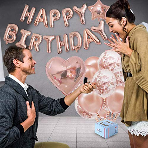 Rose Gold Birthday Party Decorations, Happy Birthday Banner, Rose Gold Balloon Kit for Girl Women Birthday Party Supplies