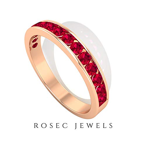 Rosec Jewels 10 quilates oro rosa redonda Red Ruby