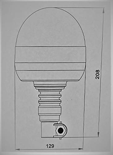 Rotativo LED flexible destellante homologado para tractor, camion, o vehiculo multivoltaje 12 o 24 voltios con luz ambar intermitente y destellante estrosbotica de emergencia, Irrompible.