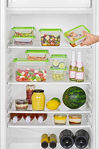 Rotho Clic & Lock, Lata de comida fresca de 1.5l con tapa y sello, Plástico PP sin BPA, transparente, verde, 1.5l 23.9 x 16.0 x 7.1 cm