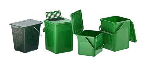 Rotho Greenline, Cubo de abono 7l con tapa y asa para la cocina, Plástico PP sin BPA, verde, 7l 26.0 x 20.8 x 25.0 cm