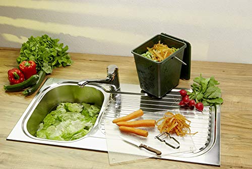 Rotho Greenline, Cubo de abono 7l con tapa y asa para la cocina, Plástico PP sin BPA, verde, 7l 26.0 x 20.8 x 25.0 cm