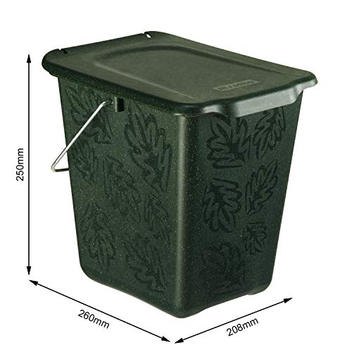 Rotho Greenline, Cubo de abono 7l con tapa y asa para la cocina, Plástico PP sin BPA, verde, 7l 26.0 x 20.8 x 25.0 cm