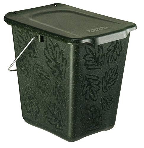 Rotho Greenline, Cubo de abono 7l con tapa y asa para la cocina, Plástico PP sin BPA, verde, 7l 26.0 x 20.8 x 25.0 cm