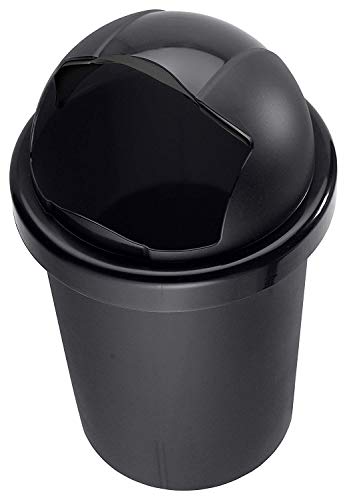 Rotho Roll Bob, cubo de basura redondo de 30l con tapa, Plástico PP sin BPA, negro, 30l 35.5 x 35.5 x 59.5 cm