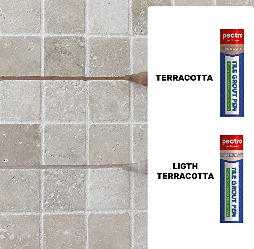 Rotulador de lechada para juntas de azulejos color TERRACOTA | PACK x 2 unidades 8ml | Restaura el color de las juntas de baños y cocinas | Colores Terracota - Terracota claro