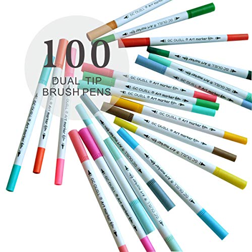 Rotuladores de punta doble para colorear libros, planificador de dibujo, calendario, proyectos artísticos, GC-100W, 100 colores