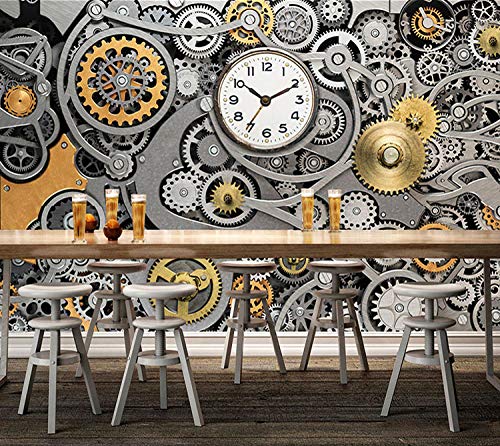 Rovovom® Restaurante Mural Wallpaper Photo 3D Equipo De Maquinaria Industrial Retro (W) 450X (H) 300Cm Imagen Autoadhesiva Cafe Póster Dormitorio Oficina Fondo Pared Arte Decoración