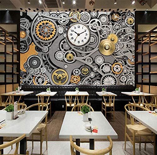 Rovovom® Restaurante Mural Wallpaper Photo 3D Equipo De Maquinaria Industrial Retro (W) 450X (H) 300Cm Imagen Autoadhesiva Cafe Póster Dormitorio Oficina Fondo Pared Arte Decoración