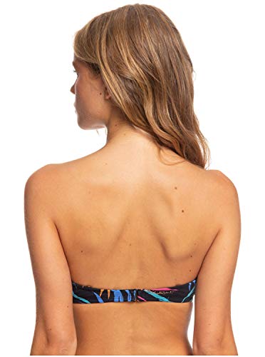 Roxy Lahaina Bay - Top De Bikini Bandeau Moldeado para Mujer Conjunto De Bikini Bandeau, Mujer, Anthracite Wild Leaves s, XL